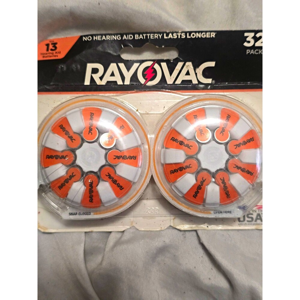 Rayovac Size 13 (Orange) Zinc-Air Hearing Aid Batteries 1.45V 32 Pack